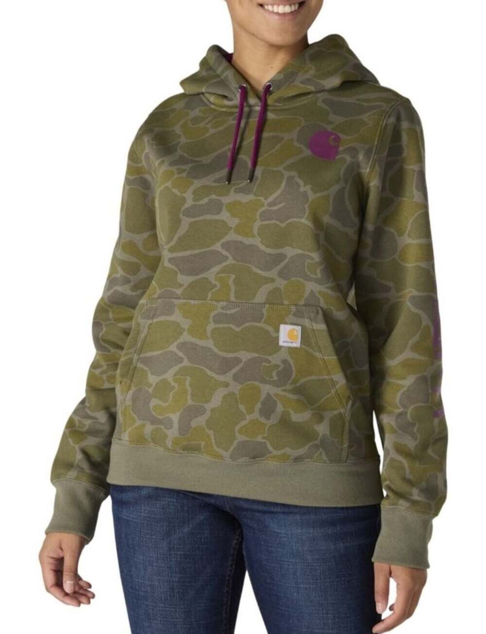 Carhartt Women's Relaxed Fit Midweight Logo Sleeve Sweatshirt SZ M